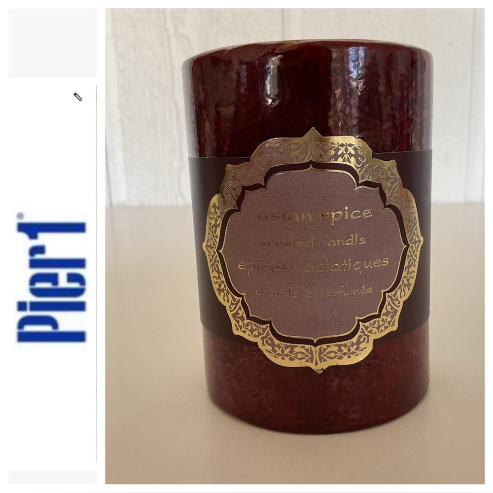 Pier One Retired Asian Spice Pillar Candle NWT